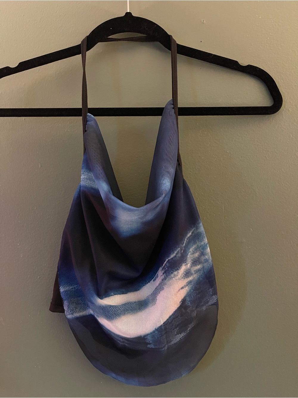 Satin Draped Halter top in  Blue
